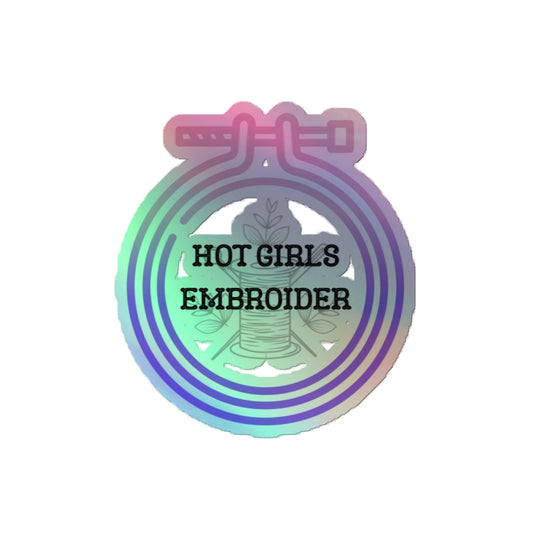 Hot Girls Embroider Holographic stickers